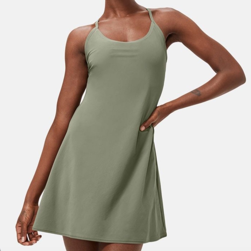 Outdoor Voices Sage Green Strappy A-Line Dress